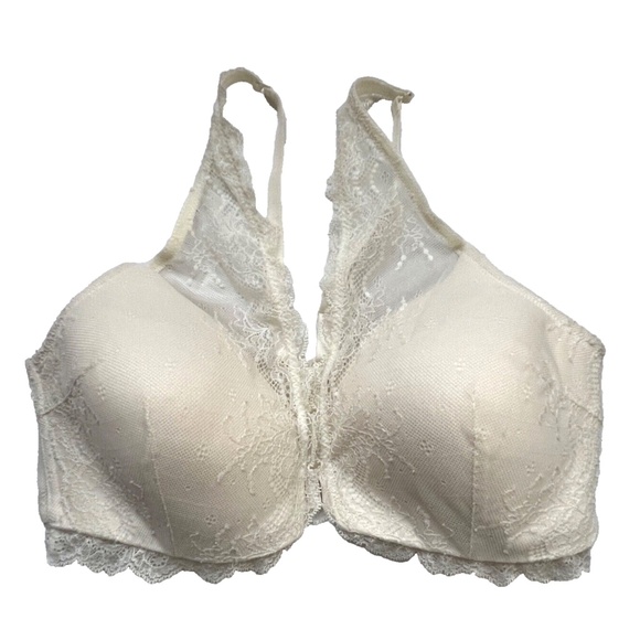 Spanx Bra Four Play Front Close Size L Ivory Lacy Wirefree - Picture 1 of 7